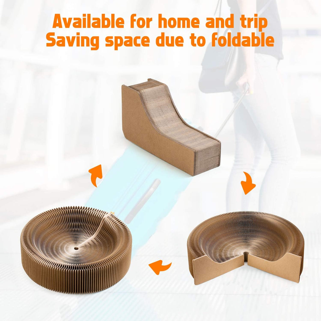 Collapsible Cat Scratcher Lounge Bed, Cardboard Cat Bed, Corrugated Pet Scratch Pad, round Shape Cat Scratching Bed Nest for Indoor Big Large Kitty Kitten Cats