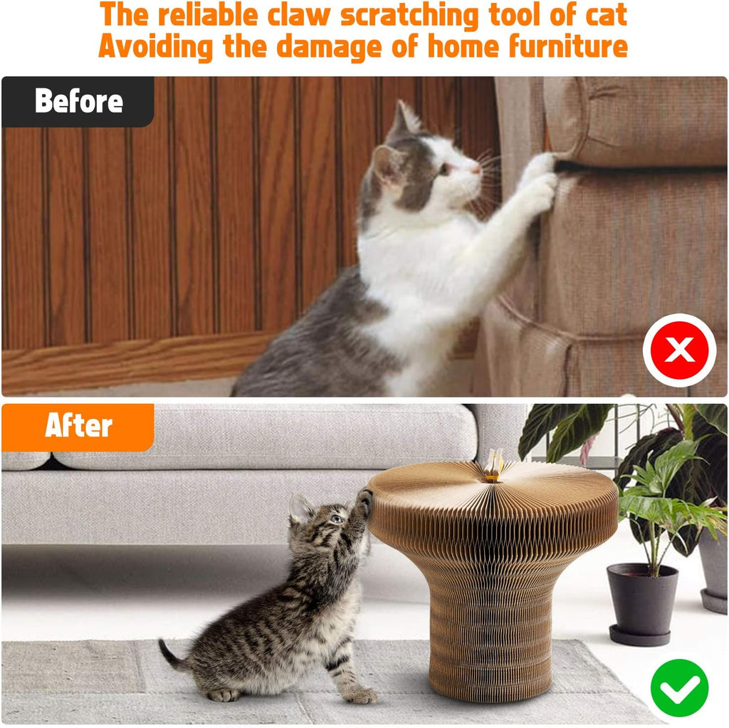 Collapsible Cat Scratcher Lounge Bed, Cardboard Cat Bed, Corrugated Pet Scratch Pad, round Shape Cat Scratching Bed Nest for Indoor Big Large Kitty Kitten Cats